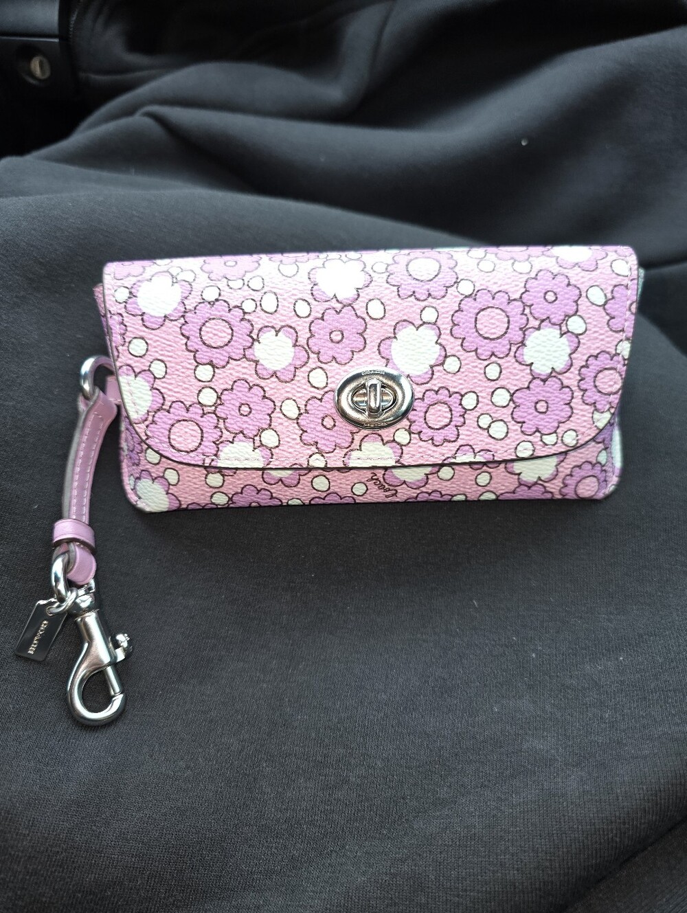 COACH CBH02 Floral Sunglass Glasses Case Purple Printed Canvas Leather Slver EUC